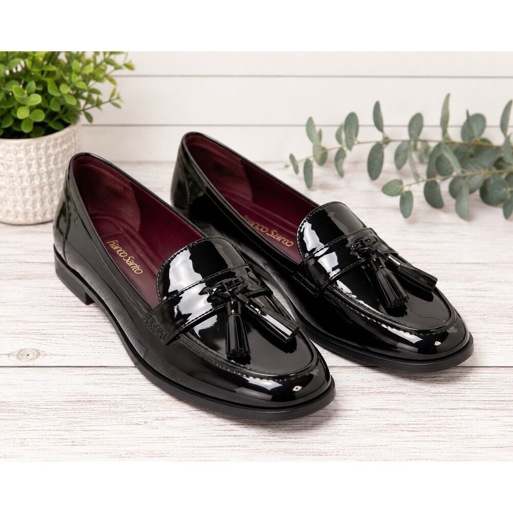 Franco Sarto Black Patent Tassel Loafers